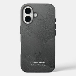 Moderne zwarte matte gestructureerde gepersonalise iPhone 16 hoesje