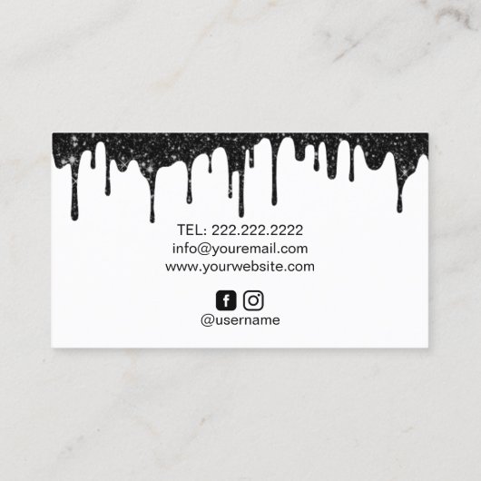 Moderne zwarte melkweg Glitter drijft Luxury Salon Visitekaartje (Achterkant)