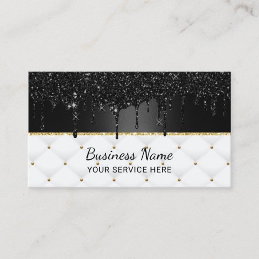 Moderne zwarte melkweg Glitter drijft Luxury Salon Visitekaartje (Voorkant)