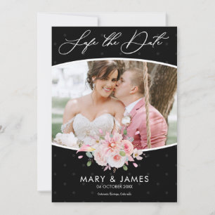 Moderne Zwarte met de Hand Geschreven Foto Save Th The Date