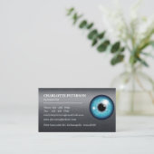 Moderne Zwarte Metalen & Oogbal Optometrist Visitekaartje (Staand voorkant)