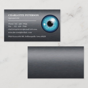 Moderne Zwarte Metalen & Oogbal Optometrist Visitekaartje