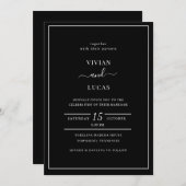 Moderne zwarte minimale bruiloft kaart (Voorkant / Achterkant)