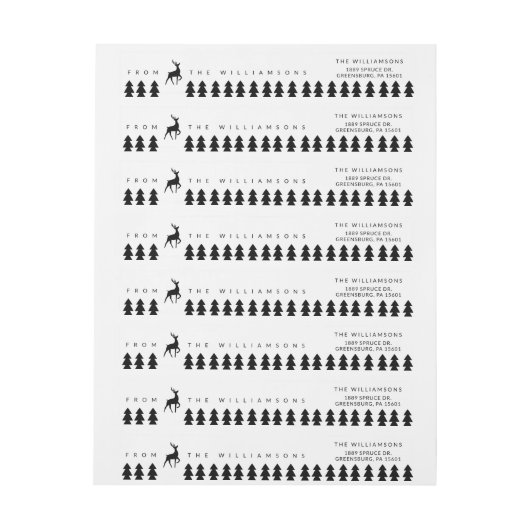 Moderne zwarte, minimale rendieren- en pijnbomen (Vel)