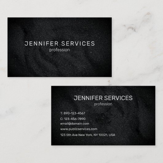 moderne zwarte minimalistische en eenvoudige textu visitekaartje (Voorkant / Achterkant)