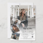 Moderne zwarte, minimalistische foto-afstuderen kaart (Voorkant)