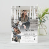 Moderne zwarte, minimalistische foto-afstuderen kaart (Staand voorkant)