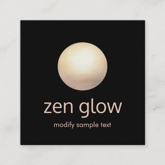 Moderne zwarte minimalistische gouden cirkel vierkante visitekaartje (Voorkant)