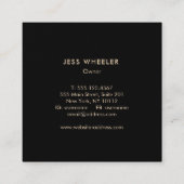 Moderne zwarte minimalistische gouden cirkel vierkante visitekaartje (Achterkant)