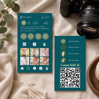 Moderne Zwarte Minimalistische Instagram QR-code L Visitekaartje