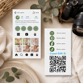 Moderne Zwarte Minimalistische Instagram QR Code L Visitekaartje