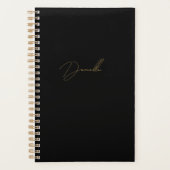 Moderne zwarte minimalistische & luxe gouden kalli planner (Voorkant)