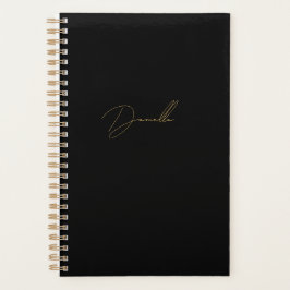 Moderne zwarte minimalistische & luxe gouden kalli planner