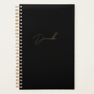 Moderne zwarte minimalistische & luxe gouden kalli planner
