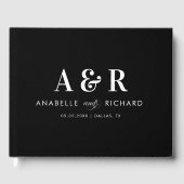 Moderne zwarte minimalistische monogram eenvoudige gastenboek (Voorkant)