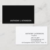 Moderne zwarte minimalistische professionele eenvo visitekaartje (Voorkant / Achterkant)