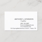 Moderne zwarte minimalistische professionele eenvo visitekaartje (Achterkant)