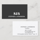 Moderne zwarte minimalistische professionele Initi Visitekaartje (Voorkant / Achterkant)