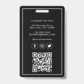 Moderne zwarte minimalistische QR Code Business Em Badge (Achterkant)