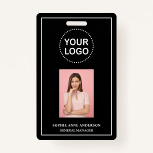 Moderne zwarte minimalistische QR Code Business Em Badge