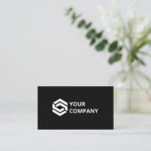 Moderne zwarte minimalistische QR-code en Logo Visitekaartje (Staand voorkant)