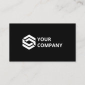 Moderne zwarte minimalistische QR-code en Logo Visitekaartje (Voorkant)