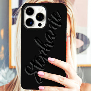 Moderne Zwarte Minimalistische Script Naam iPhone 16 Pro Max Hoesje