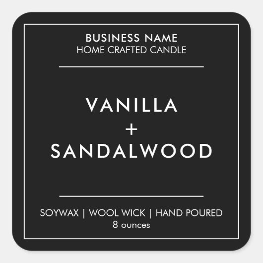 Moderne zwarte minimalistische Sticker kaartenlabe (Voorkant)