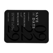 Moderne Zwarte Minimalistische Trouwkaart Save the Magneet (Horizontaal)