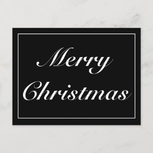 Moderne zwarte minimalistische vrolijke kerstgroet aankondigingskaart