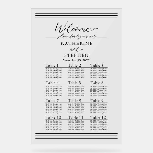 Moderne zwarte minimalistische weddenschapskaart acryl bord (Voorkant)