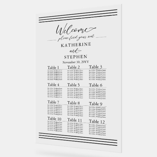 Moderne zwarte minimalistische weddenschapskaart acryl bord (Hoek)