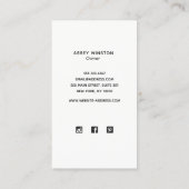 Moderne zwarte minimalistische zeeschelp streep visitekaartje (Achterkant)