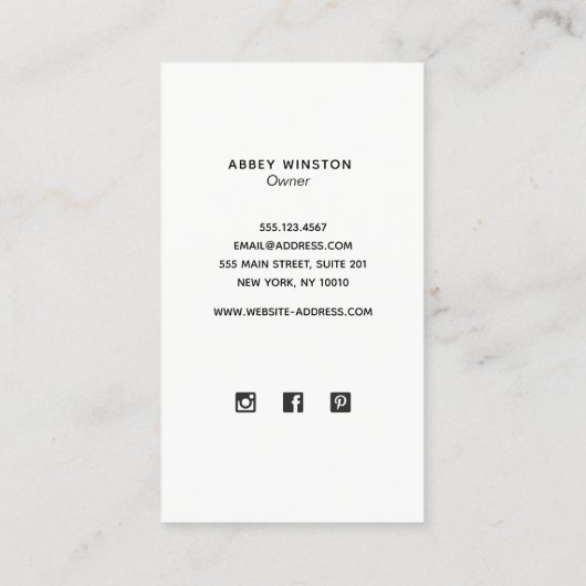 Moderne zwarte minimalistische zeeschelp streep visitekaartje (Achterkant)