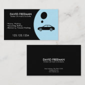 Moderne, zwarte, mobiele autowrakken en details visitekaartje (Voorkant / Achterkant)