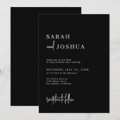 Moderne zwarte monochrome minimalistische scriptwe kaart (Voorkant / Achterkant)