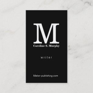 Moderne zwarte monogram achtergrond visitekaartje