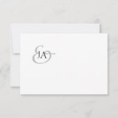 Moderne Zwarte Monogram Foto Trouw Dankjewel (Achterkant)