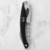 Moderne zwarte monogram Gold legant Script Name Kurkentrekker (Achterkant)