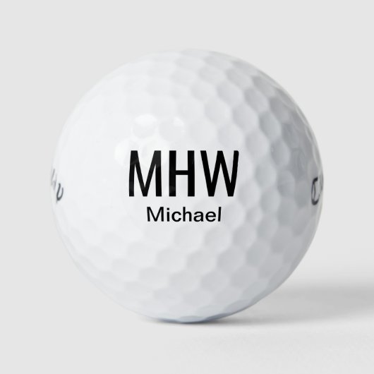 Moderne Zwarte Monogram Golfballen (Voorkant)