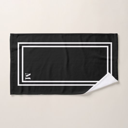 Moderne zwarte monogram handdoekset bad handdoek (Handdoek)