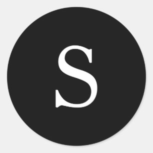 Moderne Zwarte Monogram Huwelijk Ronde Sticker