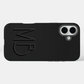 Moderne Zwarte Monogram Initiaal Letters Modern Case-Mate iPhone Case (Achterkant (horizontaal))