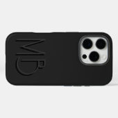 Moderne Zwarte Monogram Initiaal Letters Modern Case-Mate iPhone Case (Achterkant (horizontaal))