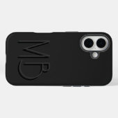 Moderne Zwarte Monogram Initiaal Letters Modern Case-Mate iPhone Case (Achterkant (horizontaal))