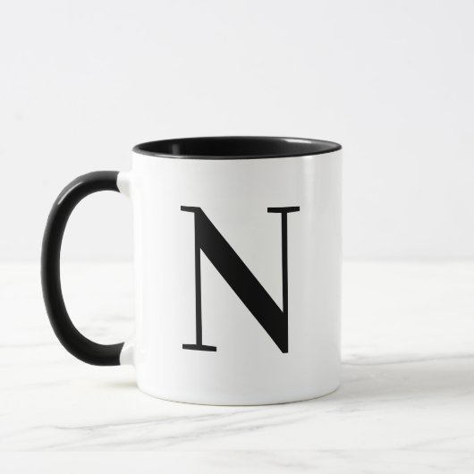 Moderne Zwarte Monogram Letter N Douane Koffie Mok (Links)
