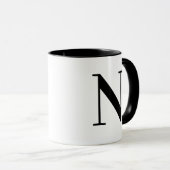 Moderne Zwarte Monogram Letter N Douane Koffie Mok (Voorkant rechts)