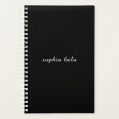 Moderne Zwarte Monogram Naam Design Planner (Voorkant)