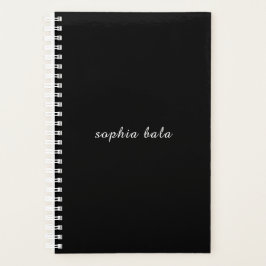Moderne Zwarte Monogram Naam Design Planner