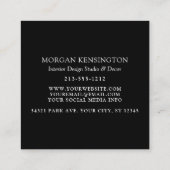 Moderne zwarte monogram of voeg logo QR-scan code Vierkante Visitekaartje (Achterkant)
